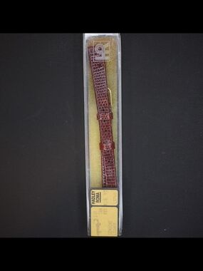 Hadley Roma 10mm Genuine Lizard Leather Watch Band Burgundy NOS Gold Tone Buckle